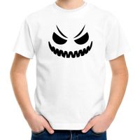 Spook gezicht halloween verkleed t-shirt wit voor kinderen - thumbnail