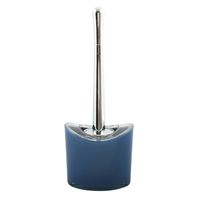MSV Toiletborstel in houder/wc-borstel Aveiro - PS kunststof/rvs - donkerblauw/zilver - 37 x 14 cm - Toiletborstels