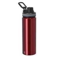 Waterfles/drinkfles sport bidon Fitmaster - rood - 800 ml - aluminium - schroefdop - thumbnail