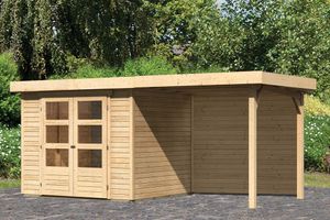 Woodfeeling | Tuinhuis Askola 3 met Overkapping 2,4 en Achterwand | Onbehandeld