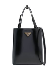 Prada sac cabas à plaque logo - Noir