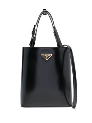 Prada sac cabas à plaque logo - Noir