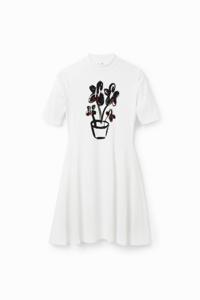 Korte skaterjurk met plant - WHITE - L