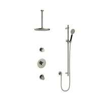 Hotbath Cobber - Inbouw Regendoucheset - Geborsteld Nikkel - 2 Stopkranen - Thermostatisch - Plafondbuis 30 cm - Hoofddouche 300 mm - Ronde Handdouche 3 Standen - Glijstang 900 mm - Waterbesparend