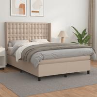 Boxspring met matras kunstleer cappuccinokleurig 140x190 cm