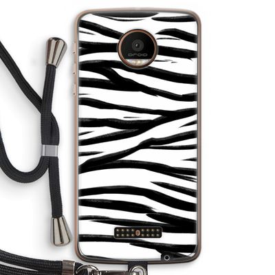 Zebra pattern: Motorola Moto Z Force Transparant Hoesje met koord