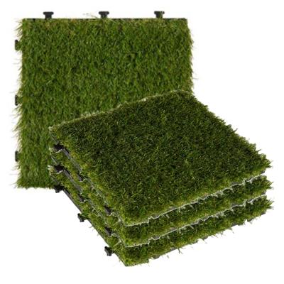 Iber garden Vlondertegel kunstgras - 4x - groen - kunststof - 30 x 30 cm - tuintegel