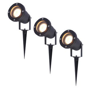 Set van 3 LED Prikspots - 2700K Warm wit - Kantelbaar - IP44 Vochtbestendig - Aluminium - Tuinspot - Geschikt voor in de tuin - Zwart - 3 jaar garanti