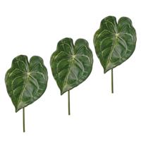Kunstplant - 6x - Anthurium - bladgroen - takken - 67 cm - kunststof decoratie