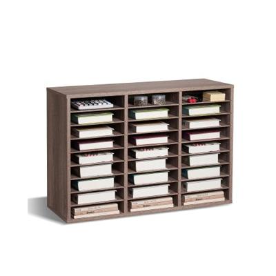 VEVOR Houten Literatuur Organizer 27 Compartimenten Verwijderbare Planken Zwart-Grijs