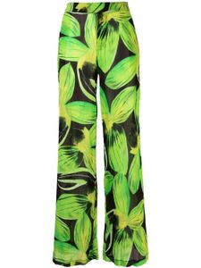 Louisa Ballou pantalon ample à motif feuillage - Vert