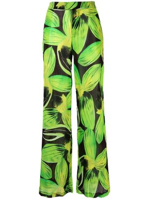 Louisa Ballou pantalon ample à motif feuillage - Vert