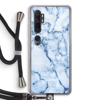 Blauw marmer: Xiaomi Mi Note 10 Transparant Hoesje met koord