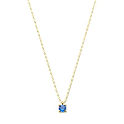 14k Geelgouden Ketting met Synthetische Saffier (September) - 42+2 cm