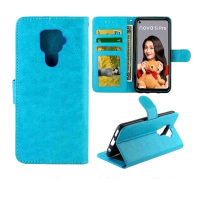 Voor Huawei Nova 5i Pro Crazy Horse textuur horizontale Flip lederen draagtas met houder & kaartsleuven & portemonnee & fotolijstjes (baby blauw)