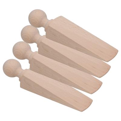 Deurstopper/deurwig - 4x - beukenhout - beige - 17 x 4 x 3 cm
