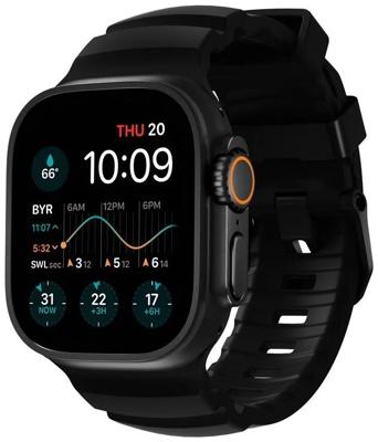 Nomad Rocky Point Band Apple Watch Ultra 46mm / 49mm Carbon Zwart Connector Zwart
