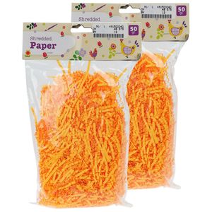 Set van 4x decoratie paasgras vulmateriaal - crepe papier - oranje - 200 gram