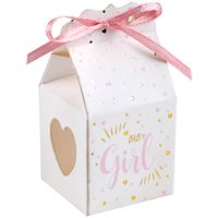 Santex cadeaudoosjes baby girl - Babyshower bedankje - 6x stuks - wit/roze - 4 cm - dochter - Cadeaudoosjes - thumbnail