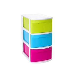 Ladeblok/bureau organizer met 3x lades multi-color/wit L39 x B28.5 x H58.5 cm