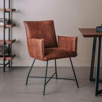 Tower Living Eetkamerstoel 'Trofa' met armleuning, kleur cognac