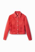 Gestanst spijkerjack - RED - XXL