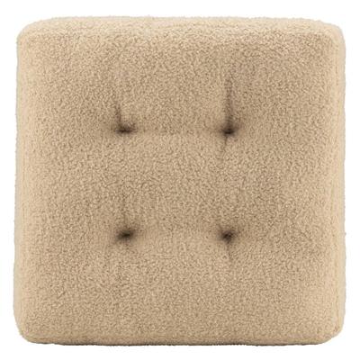 2e Halve Prijs Leen Bakker - Matraskussen Cara Teddy - Zand - 45x45x8 Cm - Polyester - Beige