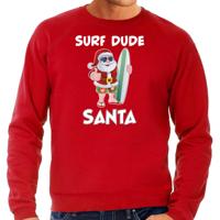 Surf dude Santa - Fun Kersttrui sweater - rood - voor heren - Kerstkleding / Christmas outfit