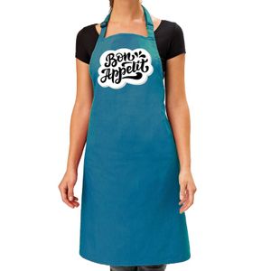 Bon appetit barbecueschort / keukenschort turquoise voor dames