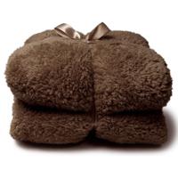 Droomtextiel Teddy Plaid Coconut Bruin 150 x 200 cm - Teddy Deken - Super Zacht - Warm en Donzig - Bank Plaid - thumbnail