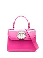 Philipp Plein sac à main en cuir verni à plaque logo - Rose