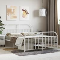 Bedframe met hoofd- en voeteneinde metaal wit 140x190 cm