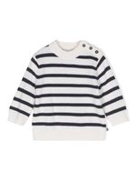 Petit Bateau pull boutonné à rayures - Blanc