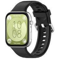 Siliconen bandje met gesp - Zwart - Huawei Watch Fit 3 / Fit 4