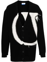 Off-White logo-intarsia wool cardigan - Noir - thumbnail