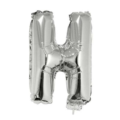Folieballon letter H - 41 cm - zilver - feestdecoratie - versiering