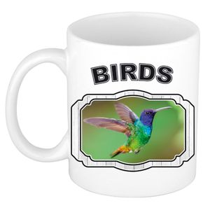 Dieren kolibrie vogel beker - birds/ vogels mok wit 300 ml     -