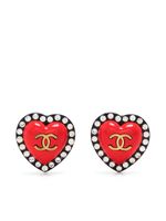 CHANEL Pre-Owned boucles d'oreilles serties de strass (1995) - Rouge