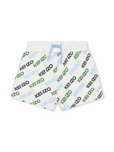 Kenzo Kids short de sport en coton à logo imprimé - Blanc