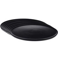 Set van 12x stuks kerstdiner onderborden rond zwart hout 38 cm