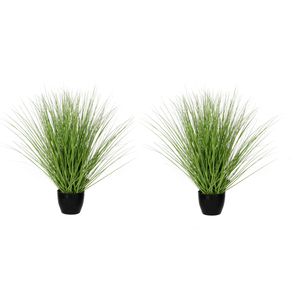 2x stuks kunstgras/grasplant kunstplanten groen in pot H50 x D40 cm