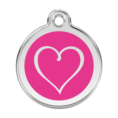 Tribal Heart Hot Pink roestvrijstalen hondenpenning large/groot dia. 3,8 cm - Reddingo