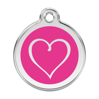 Tribal Heart Hot Pink roestvrijstalen hondenpenning large/groot dia. 3,8 cm - Reddingo