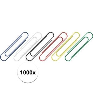 1000 stuks gekleurde paperclips 26 mm