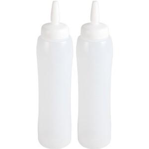 Doseerfles/sausfles - 2x - transparant - 100 cl tot 1 liter - voor sauzen en dressigs