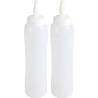 Doseerfles/sausfles - 2x - transparant - 100 cl tot 1 liter - voor sauzen en dressigs