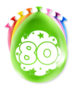 Party Ballonnen Hoera 80 Jaar (8st)