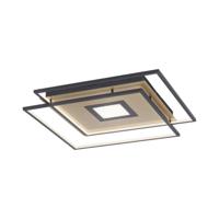 Paul Neuhaus Landelijke led plafondlamp Q-Amira Square zwart met goud 8379-18