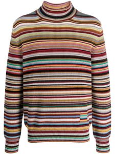 Paul Smith pull rayé à col roulé - Rouge