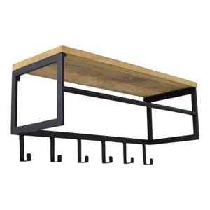 LOFT42 Kapstok Ivory - Hout - Metaal - 6 haken en Roede - 80x36x30